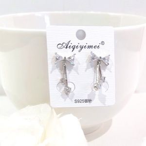 925 Sliver Cubic Zirconia Drop Earrings NWT